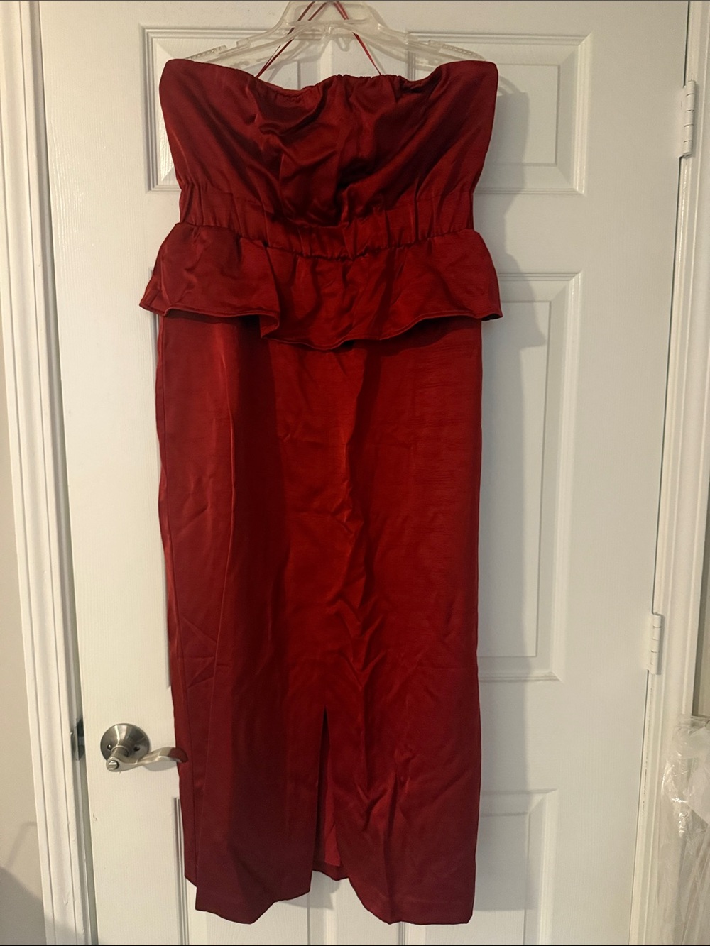 Banana Republic Strapless Peplum Midi Dress in Red